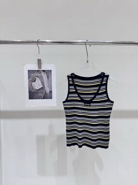 Miu Miu | Tops | Miu Miu Navy Ribbed Tank With White Logo | Poshmark